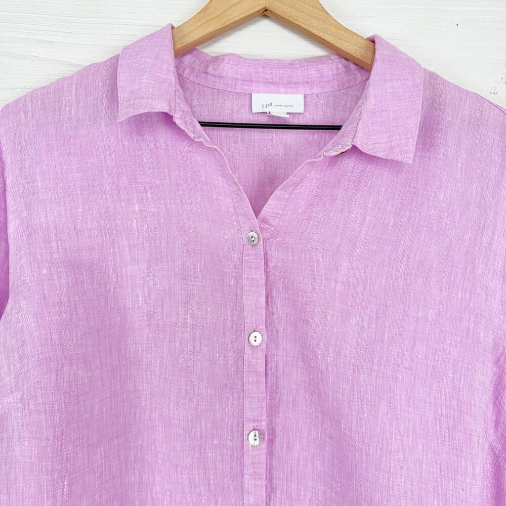J.Jill Love Linen Relaxed Tunic Top Size L Petunia Pink Lagenlook Coastal Beach - Picture 3 of 16